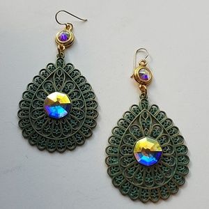 GYPSY MEDALLION patina drop OPAL earrings new